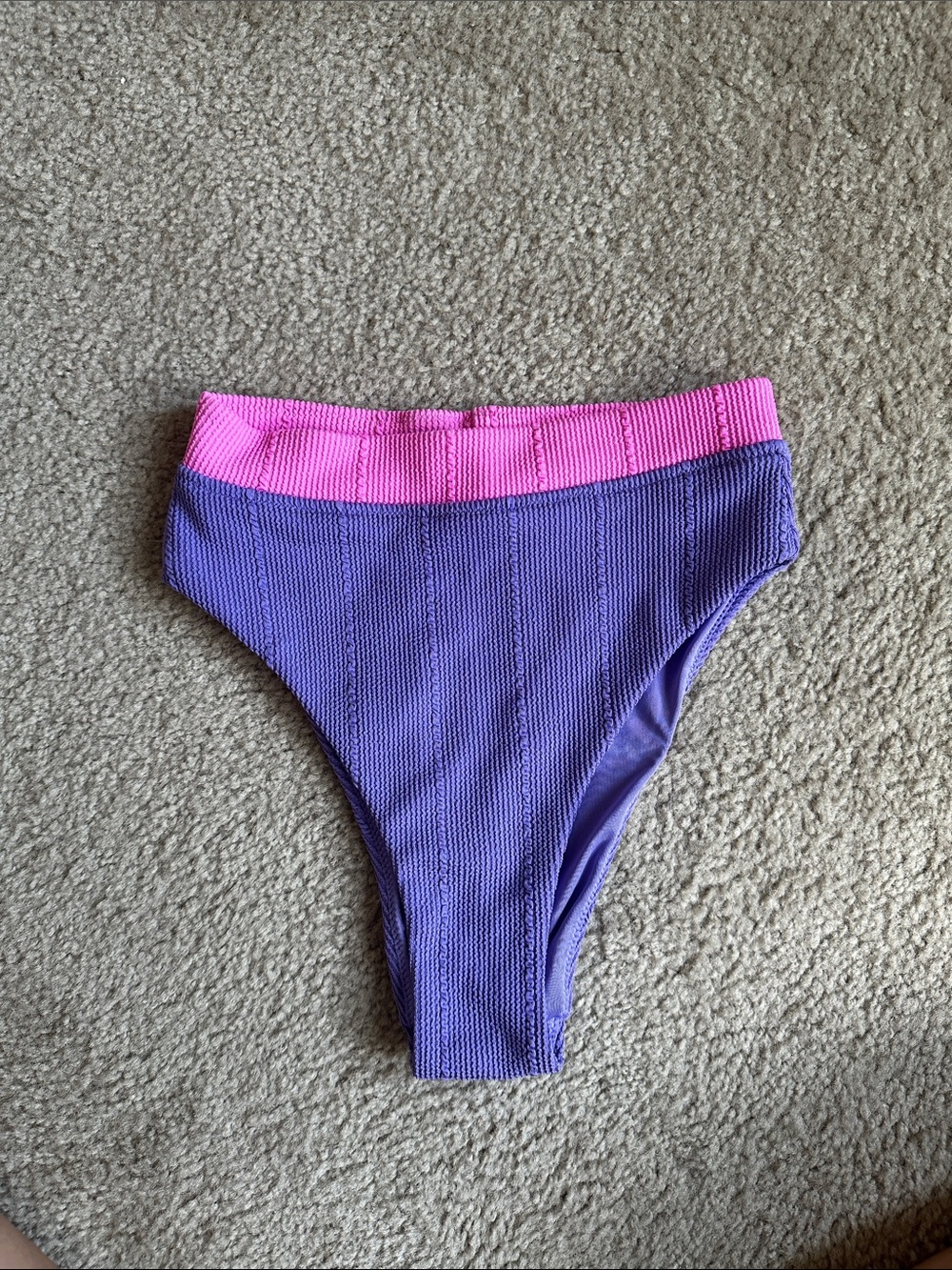 aerie Purple Swim Bottoms with Pink Waistband